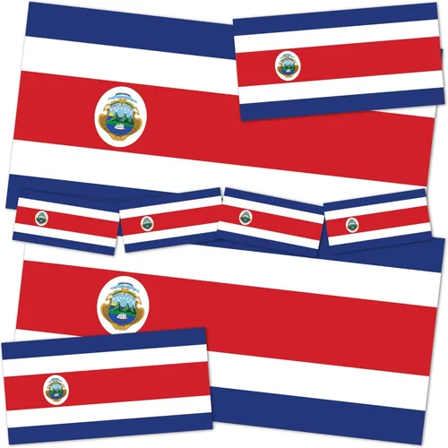 Desert Cactus Calcomanías de bandera de país de Costa Rica, paquete de 8 unidades en total con logotipo de niños, álbum de recortes, automóvil,
