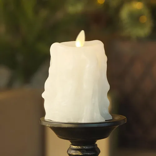 Luminara - Vela LED sin llama de cera pesada, blanca, 3.4" x 4.5", con función de temporizador, pila de cera real, funciona con batería, sin Blanco