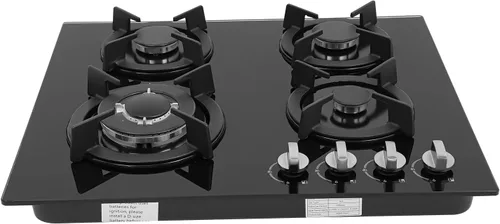 Cocina de gas de 4 quemadores con superficie de vidrio templado para cocina, apartamento o uso comercial, convertible a NG/LPG, 23.23 x 20.08