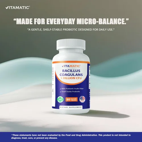 Miniatura 4 de Vitamatic Bacillus Coagulans Suplemento probiótico estable - Promueve la salud digestiva gastrointestinal - 60 cápsulas vegetales - Sobrevive a