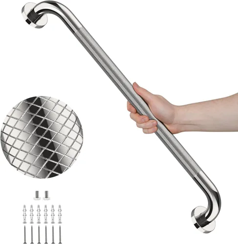 Miniatura 13 de Barras de agarre de ducha de 16 pulgadas para bañeras, paquete de 2 barras de agarre de baño de acero inoxidable, riel de seguridad moleteado