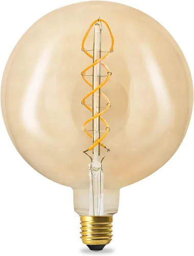 Bombilla Edison E26 vintage de gran tamaño, regulable de 6 W, vidrio ámbar, blanco cálido 2200 K, sin parpadeo, CRI90, equivalente a 60 W, bombilla