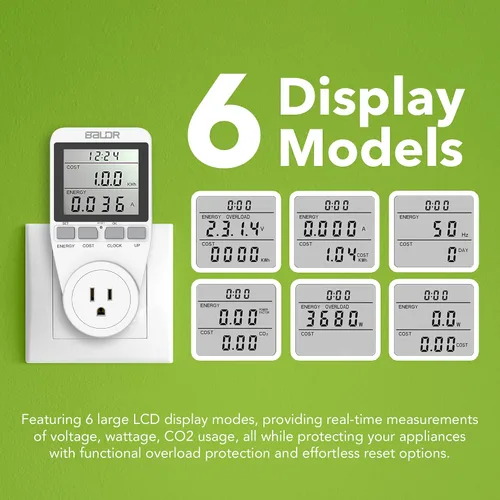 Miniatura 4 de BALDR Monitor de uso de electricidad de Estados Unidos para el hogar, electrodomésticos, tomas de medidor de kilovatio, enchufe para medir