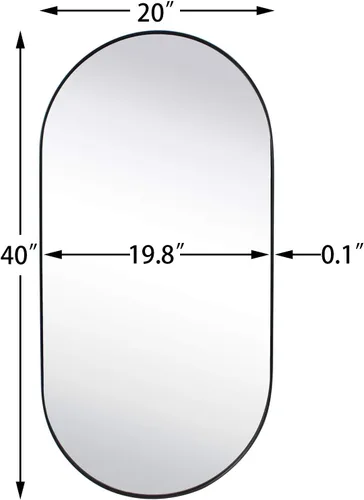 Miniatura 7 de TEHOME Espejo de Baño Ovalado Dorado Cepillado 20x40'' con Forma de Píldora Espejo de Tocador Oblongo con Marco de Metal Espejo de Cápsula