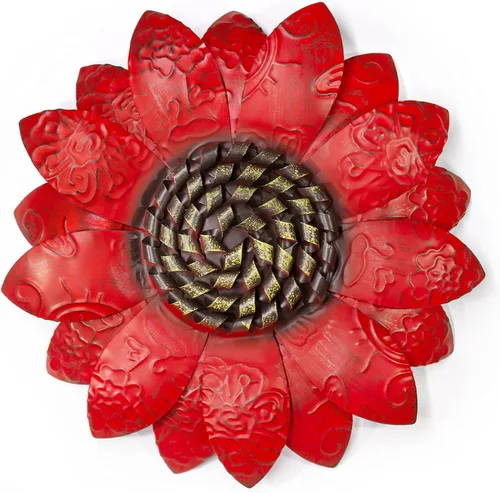 Miniatura 10 de EASICUTI Decoración de pared de metal azul con flores de metal para colgar en interiores y exteriores, hogar, baño, cocina, dormitorio, sala