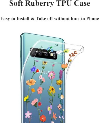 Miniatura 6 de Unov Funda para Galaxy S10, transparente con diseño, ajuste delgado, buen agarre, funda de teléfono en relieve, cubierta protectora a prueba
