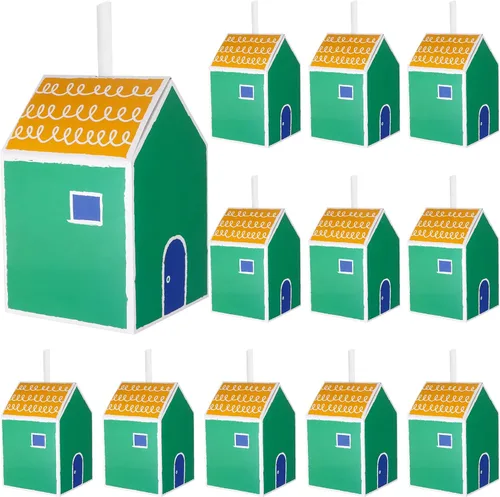 Miniatura 7 de Haomian 20 cajas de regalo con forma de casa, cajas de casa para golosinas, soportes para dulces para postres, soportes de galletas elegantes
