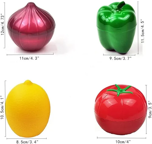 Miniatura 3 de OUKEYI Recipientes de almacenamiento de cebolla, tomate, limón, pimiento verde, 4 unidades de verduras y frutas para refrigerador, caja reutilizable