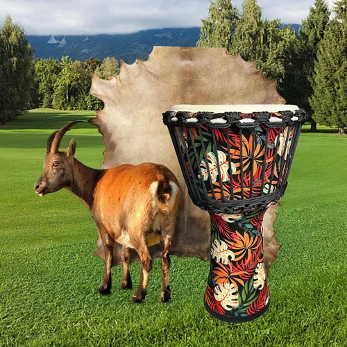 Miniatura 6 de TAOSKNE Pandereta Djembe de 8.5 pulgadas, estilo africano occidental, cabeza de tambor de piel de cabra, calidad de sonido profesional, tambor