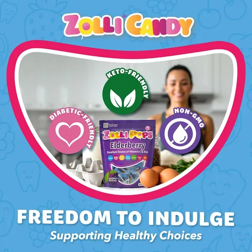 Miniatura 5 de Zollipops Paletas de saúco, dulces sin azúcar con xilitol, paletas sin colorantes, aptas para dieta cetogénica y diabética, golosinas aprobadas por