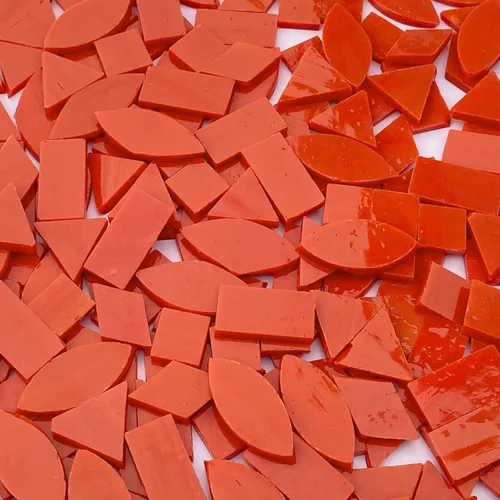 Miniatura 4 de LITMIND Kit de Azulejos de Mosaico de Vidrio Manchado Rojo Naranja para Manualidades - 240 Piezas, 5 Formas Mixtas