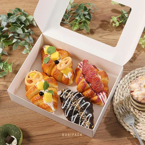Miniatura 2 de 25 cajas blancas de panadería con ventana, cajas para pasteles de 9 x 7 x 2.5 pulgadas con ventana, cajas de golosinas para panadería pequeña