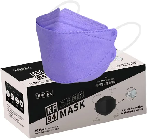 Miniatura 9 de Mascarillas KF94 para adultos, antivaho para gafas, estructura transpirable 3D, envueltas individualmente para viajes, paquete de 30