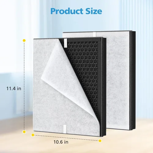 Miniatura 8 de Paquete de 2 filtros de repuesto PR1 para purificador de aire Mooka Mode PR1, filtro HEPA verdadero H13 para el hogar, habitación grande de hasta