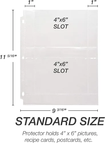 Miniatura 3 de Samsill Páginas de fotos de 4 x 6 pulgadas para carpeta de 3 anillos de 4 x 6, paquete de 25), con capacidad para 100 imágenes, cada página de fotos