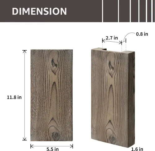 Miniatura 5 de GRID FORTE Juego de 2 macetas de pared de madera de nogal oscuro, bolsillo de pared para vegetación y flores secas, decoración de pared de granja