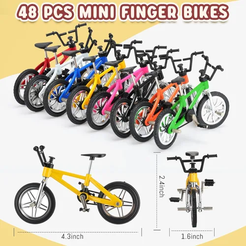 Miniatura 3 de Poen 24 unidades de mini bicicletas de dedo para niños, recuerdos de fiesta, juguete de bicicleta de metal para estudiantes, premios de clase