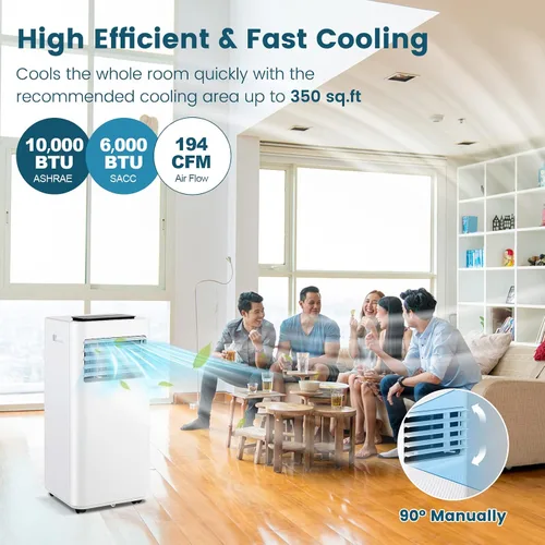 Miniatura 2 de KOTEK Aire acondicionado portátil para habitación de hasta 350 pies cuadrados, unidad de CA 3 en 1 de 10000 BTU para dormitorio con modo