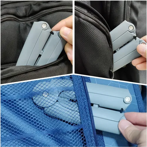 Miniatura 6 de Perchas de viaje plegables plegables de plástico, perchas portátiles antideslizantes para ropa sucia, automóvil, camping, perchas grises, secado