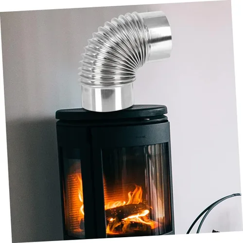 Miniatura 5 de 2 unids estufa tubo de combustión codo a prueba de herrumbre chimenea tubo de escape al aire libre Camping chimenea extensión