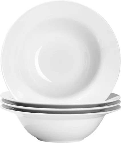 Miniatura 9 de Juego de 4 platos redondos de 10.5 pulgadas, platos de cerámica blanca para cena, ensalada, aperitivo y postre, microondas, vajilla apta