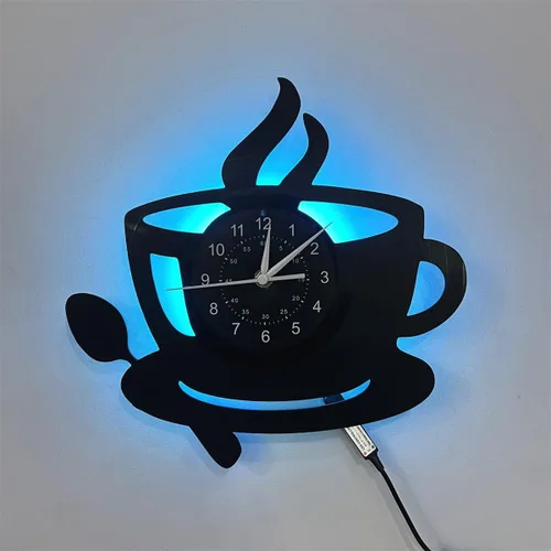 Reloj de pared de vinilo con LED de 7 colores, la cocina es el corazón del diseño del hogar, perfecto para sala de estar, dormitorio, cocina,