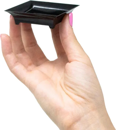 Miniatura 2 de Paquete de 720 pequeños platos cuadrados de plástico transparente para fiestas, mini bandeja para servir aperitivos, platos de postre desechables