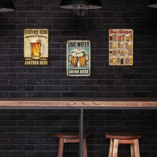 Miniatura 5 de SUPERDANT Letreros de lata de cerveza, divertido letrero de metal, póster de ahorro de agua, bebida, cerveza, garaje, placa de arte de pared