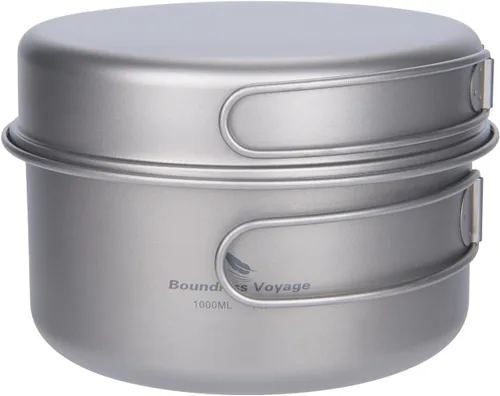 Al aire libre 25.4 fl oz - 98.1 fl oz Titanio Pot con tapa Plegable Fianza Mango Camping Senderismo Picnic Ultraligero Botella de Agua Taza Taza