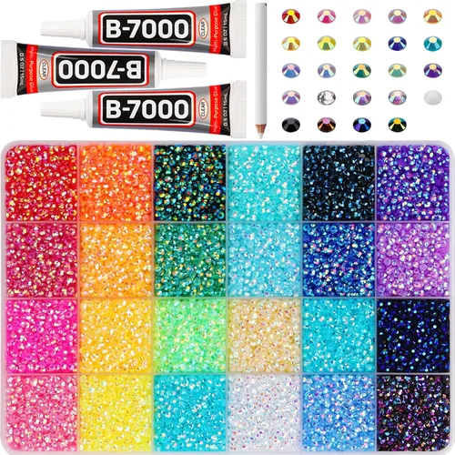 Miniatura 14 de Pegamento para Gemas b7000 con 7500 Piezas de Diamantes de Imitación Rojos para Manualidades, Ropa, Tela, Cristales de Parte Plana para Zapatos
