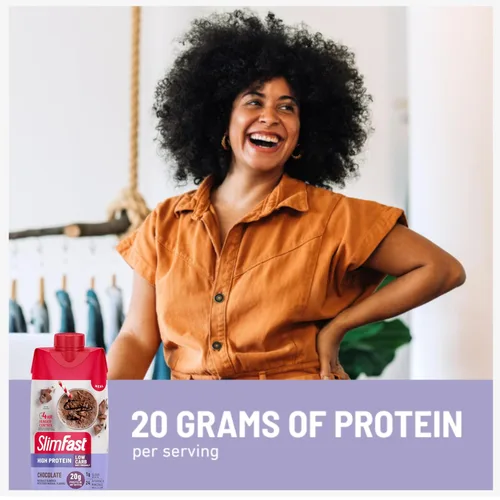 Miniatura 5 de SlimFast Batido de proteínas, chocolate, 0.71 oz de proteína, batido de reemplazo de comidas listo para beber, alto en proteínas con bajo contenido