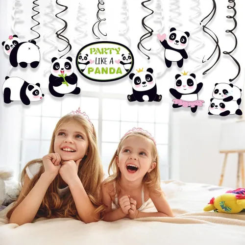 Miniatura 6 de 30 piezas de panda colgante en remolino, decoraciones de remolino colgante para el techo de pandas, decoraciones para niñas y niños, hogar, aula