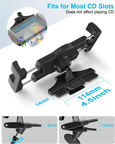 Miniatura 3 de Soporte para tablet de coche con ranura para CD, soporte para tableta de CD ultra resistente para automóvil con rotación de 360°, compatible