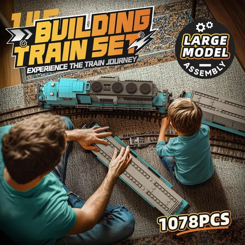 Miniatura 6 de MOCBROPCS Juego de Bloques de Construcción de Tren, Modelo de Locomotora de Combustión Interna de Carga de Mercancías, Juguetes de Construcción