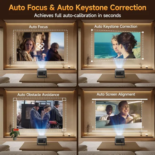 Miniatura 4 de Proyector inteligente con Google TV, soporte 4K mini proyector portátil con WiFi y Bluetooth, enfoque automático y evitación de obstáculos, TV