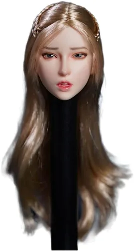 Miniatura 7 de Fremego Esculpe de cabeza femenina a escala 1/6, expresión de niña asiática, cabeza de cabello negro tallada para cuerpo de figura de acción PH TBL