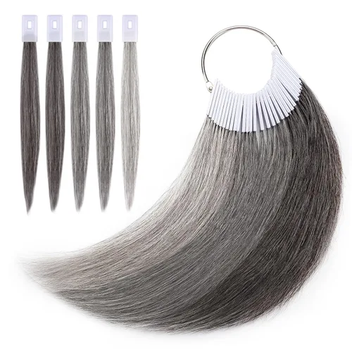 Miniatura 14 de Noverlife 30 muestras de cabello puro para prueba de color, cabello humano Remy real, kit de prueba de anillo de color de cabello negro, muestra