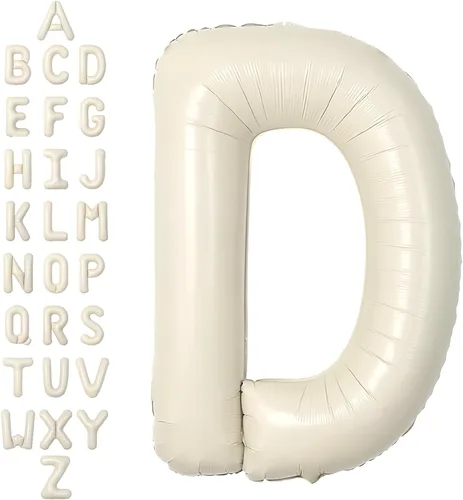 Miniatura 42 de SUWEN Globos de helio grandes de 102 cm (40 pulgadas) con letra S en color crema. Globos grandes de papel de aluminio con letra en helio, de A a Z.