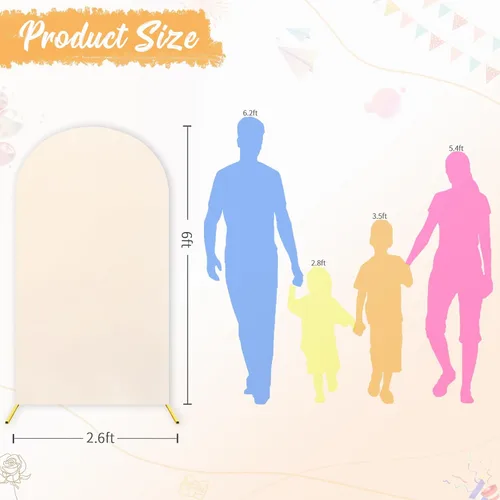 Miniatura 6 de Fundas de arco elásticas de 6 pies, color beige, para bodas, cumpleaños, baby shows, fiestas, banquetes