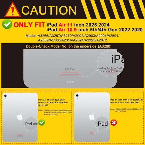 Miniatura 2 de MEEgoodo Funda para iPad Air de 11 pulgadas M3 2025 / M2 2024, para iPad Air de 5ª y 4ª generación de 10.9 pulgadas 2022/2020, funda para tableta