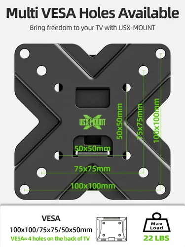 Miniatura 2 de USX MOUNT Soporte de pared pequeño para monitor de TV Soporte de TV RV con soporte de pared VESA giratorio e inclinable para televisores