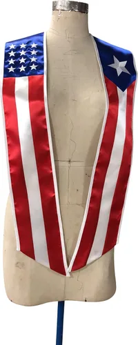 Miniatura 2 de Estola de graduación de dos banderas (Estados Unidos + internacional)