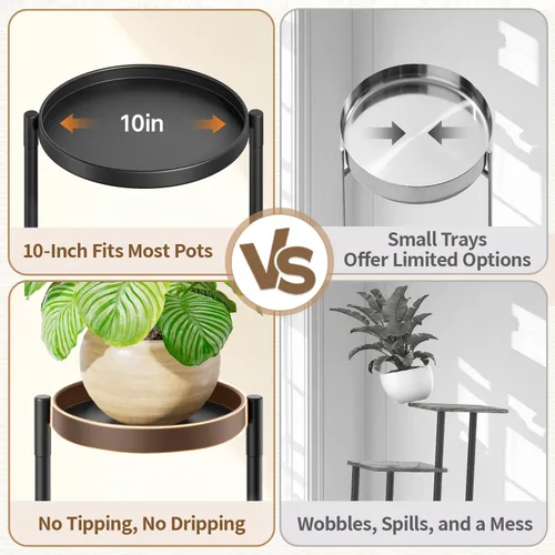 Miniatura 6 de LASZOLA Soporte plegable para plantas de interior de 7 niveles para múltiples macetas grandes, estante ajustable alto y resistente con bandeja de 10