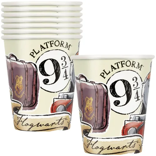 Vasos de papel de Harry Potter, 9 onzas, diseño mágico multicolor, suministros perfectos para fiestas de cumpleaños y eventos temáticos, paquete de 8