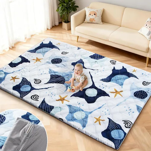 Miniatura 9 de omzer Tapete de juego para bebés de 47 x 47 pulgadas - 1.2 pulgadas de grosor de espuma elástica para bebés y niños pequeños - Alfombra