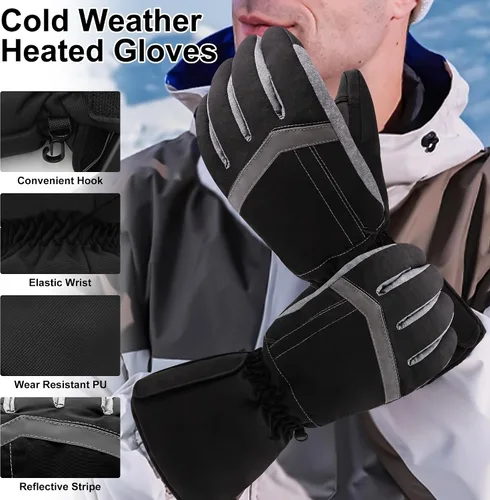 Miniatura 7 de Guantes USB Calentados para Hombres Mujeres Guantes Eléctricos Calentados Camping Manos con Artritis Guantes Gruesos Impermeables con Pantalla