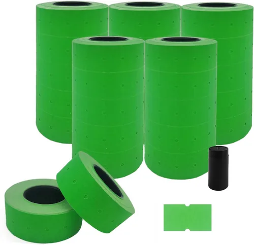 Miniatura 30 de Motex 1 línea en blanco - 10,000 etiquetas verdes en blanco para pistolas de precio y fecha, compatibles con MX-5500 y pistolas Perco de 1 línea