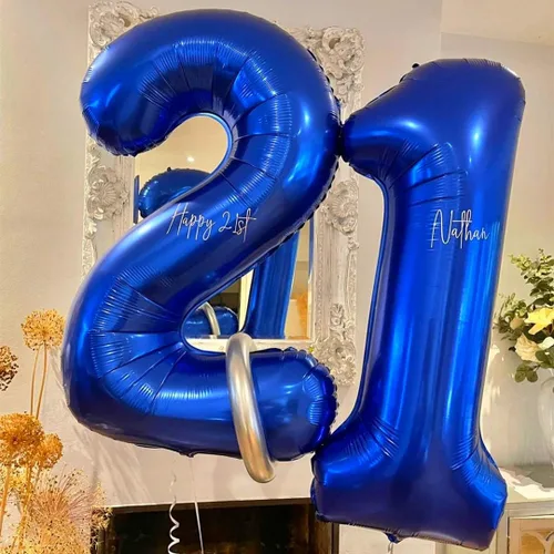 Miniatura 5 de Globos de color azul marino con el número 14, globos de cumpleaños de 40 pulgadas, color azul oscuro, globos de cumpleaños de 14 o 41 pulgadas, Azul