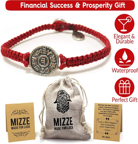Miniatura 4 de Red String Macrame Prosperity Financial Success & Evil Eye Protection Bracelet with Silver Coin Charm - Gift for new job, long distance relationship