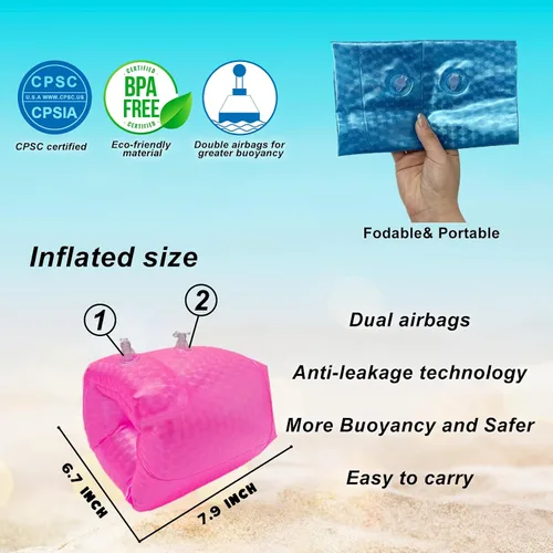 Miniatura 3 de Flotadores de brazo enrollable para adultos y niños de 6 a 12 años, paquete de 2 flotadores de natación con válvulas dobles, tamaño grande